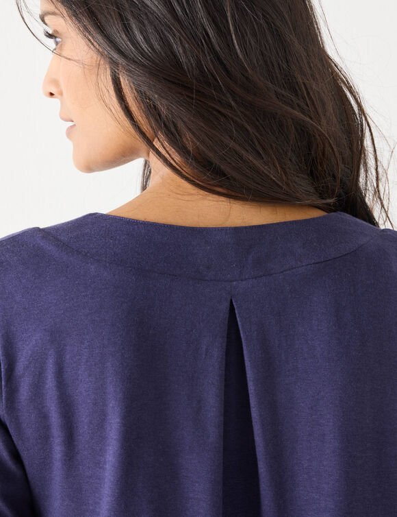 Tunique col V manches 3/4, imprimé graphique (marine / gris) Tunique col V manches 3/4, imprimé graphique (marine / gris)